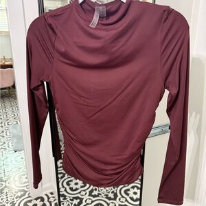 RD Style Women's Long-Sleeve Mock Neck Top — Burgundy